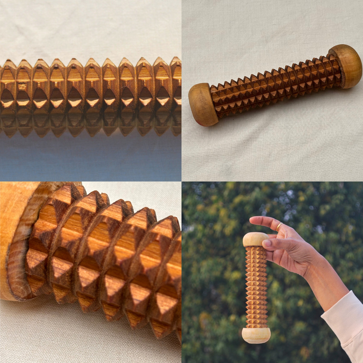 Wooden muscle recovery roller