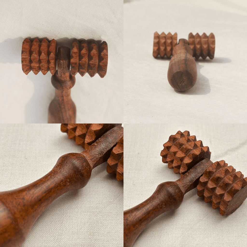 Wooden deep tissue massage roller