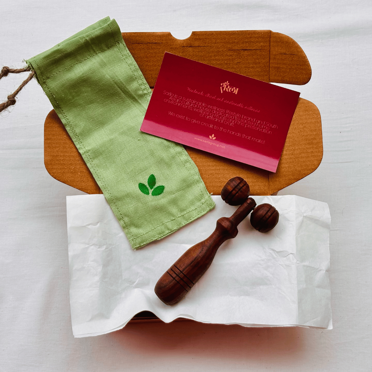 Wooden facial massage roller